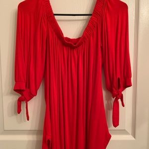 red off shoulder top